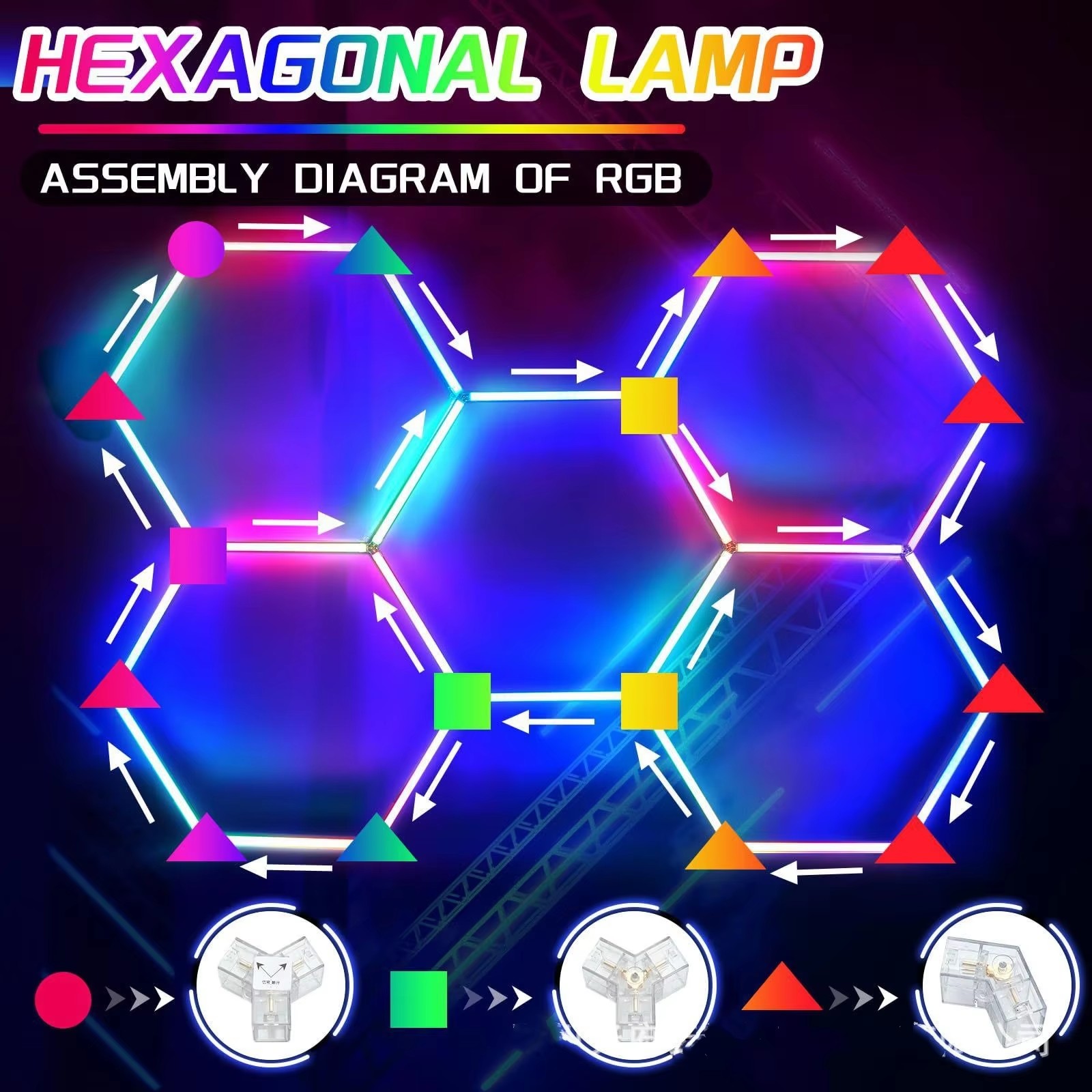 Home Gym Neon Sign - RGB-hexagonale LED-lampen met afstandsbediening, 358 kleurmodi,