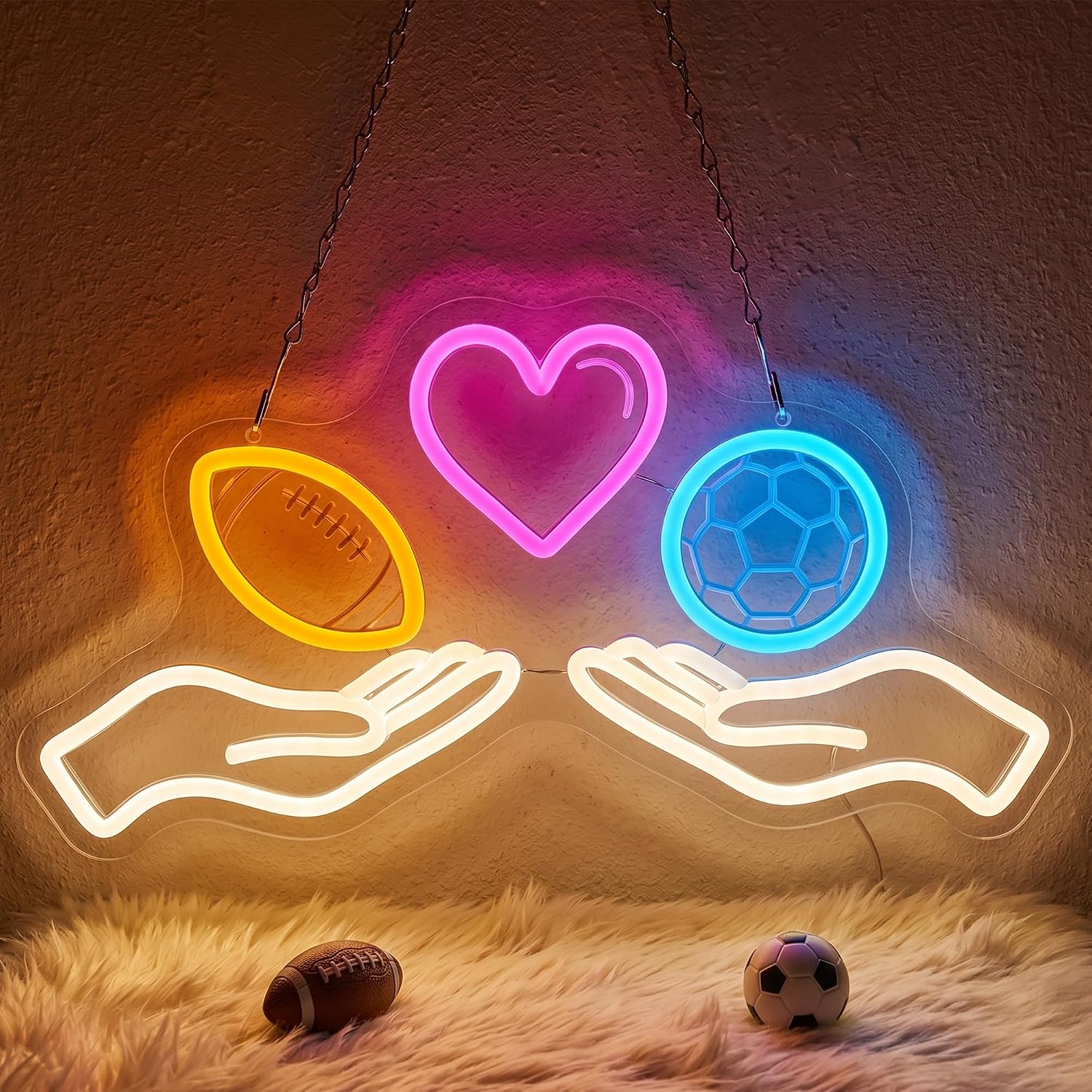 Home Gym Neon Sign - LED Neonbord Voetbal Neonlicht USB-aangedreven Wandlamp